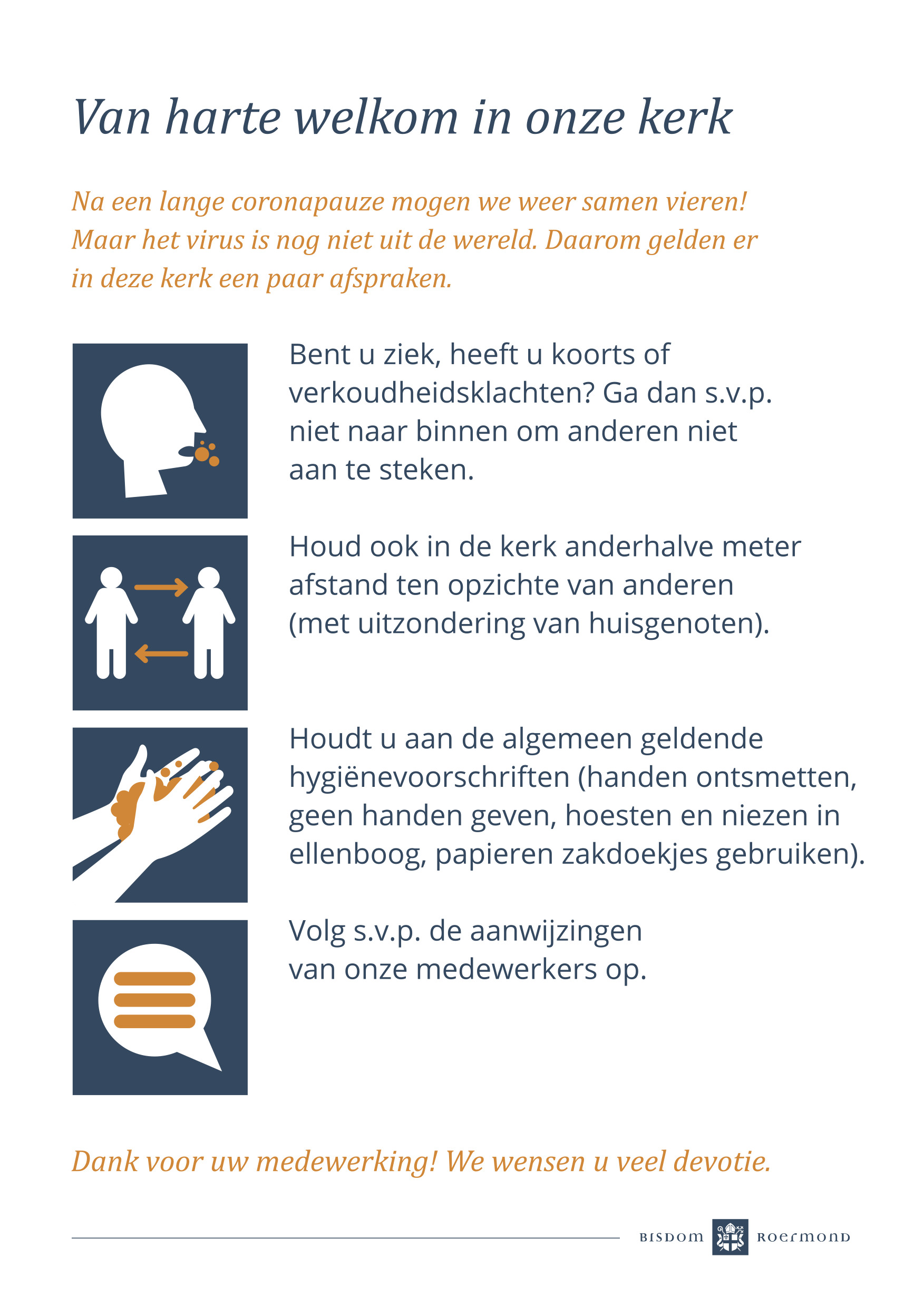 Bisdom Roermond poster kerken corona maatregelen